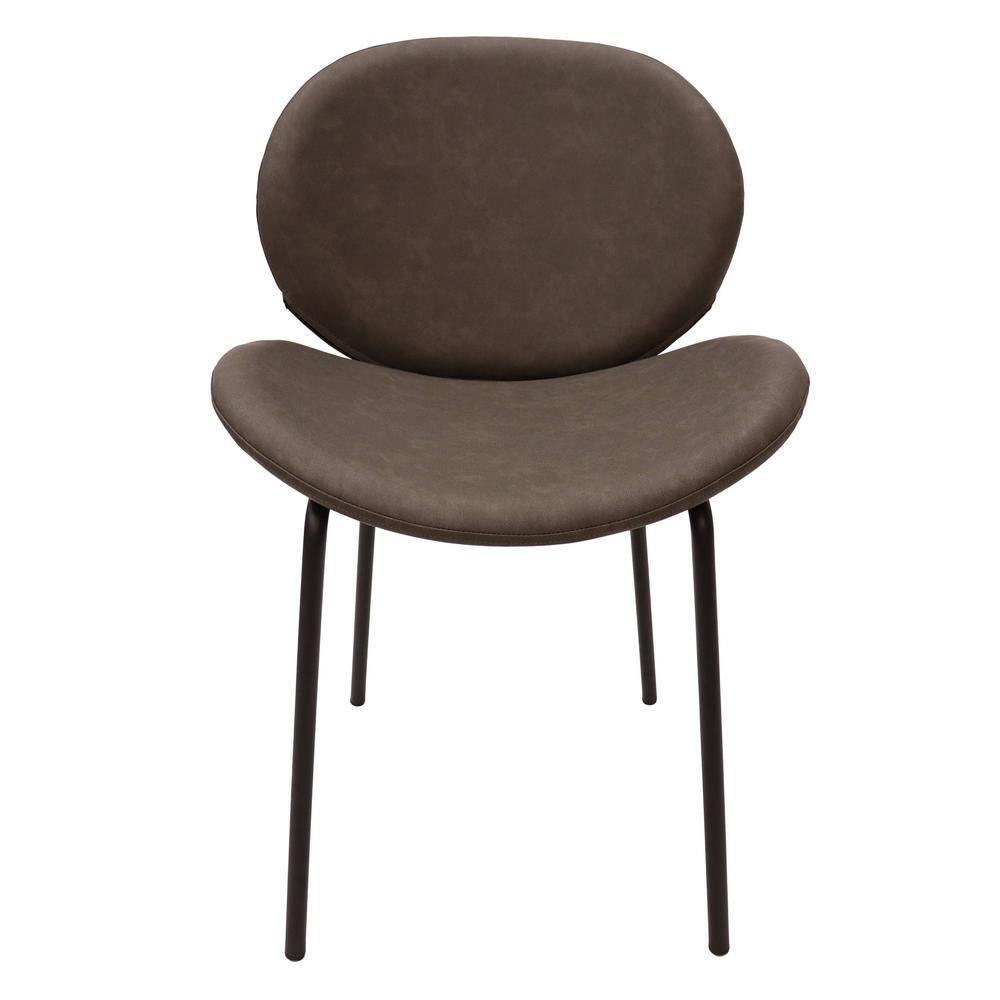 Elephant Grey Faux Leather Upholstered Metal Side Chair