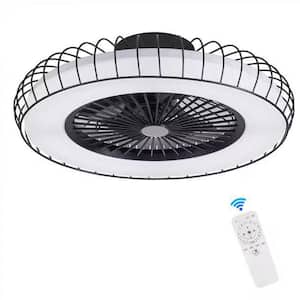 20 in. Integrated LED, Dimmable, Adjustable Speed Indoor Black Smart Ceiling Fan with Remote Control