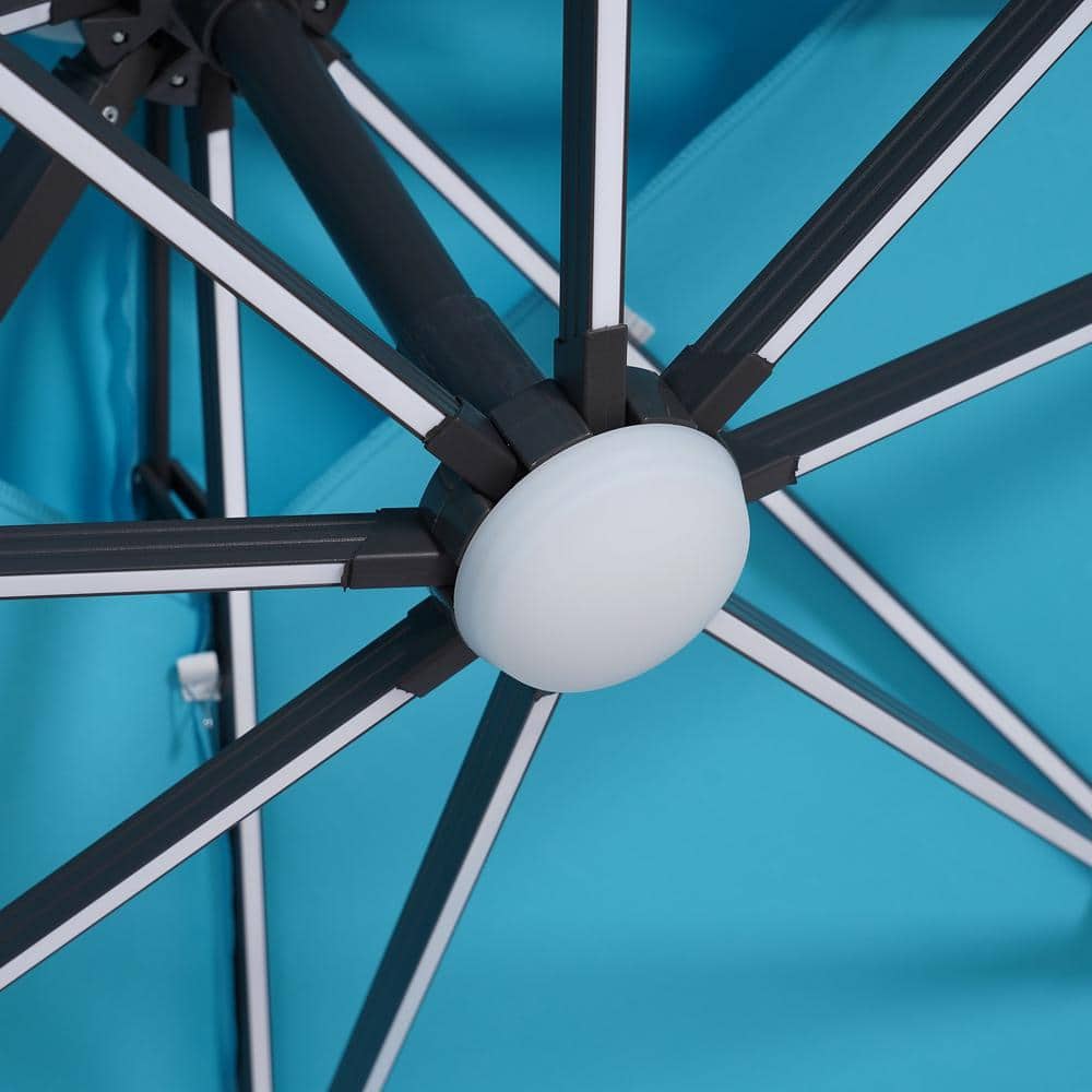 Beige 10' Square Cantilever Umbrella with LED Lights