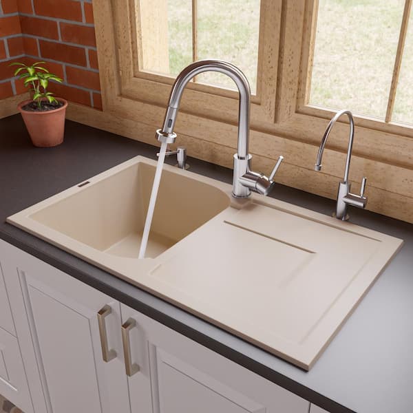 ALFI BRAND Drop-In Granite Composite 33.88 in. Single Bowl Kitchen Sink in Biscuit