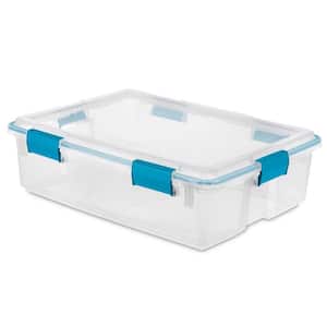 37 Qt. Thin Latched Gasket Plastic Storage Bin Tote in Clear (16-Pack)