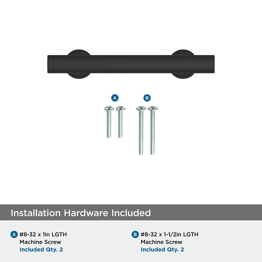 Everett 3 inch Matte Black Modern Cabinet Pull with Mounting Hardware