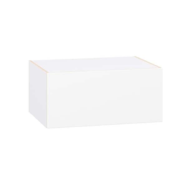 J COLLECTION Timberline 33 in. W x 24 in. D x 15 in. H Assembled Slab Wall Bridge Kitchen Cabinet in Bright White with Lift Up Door