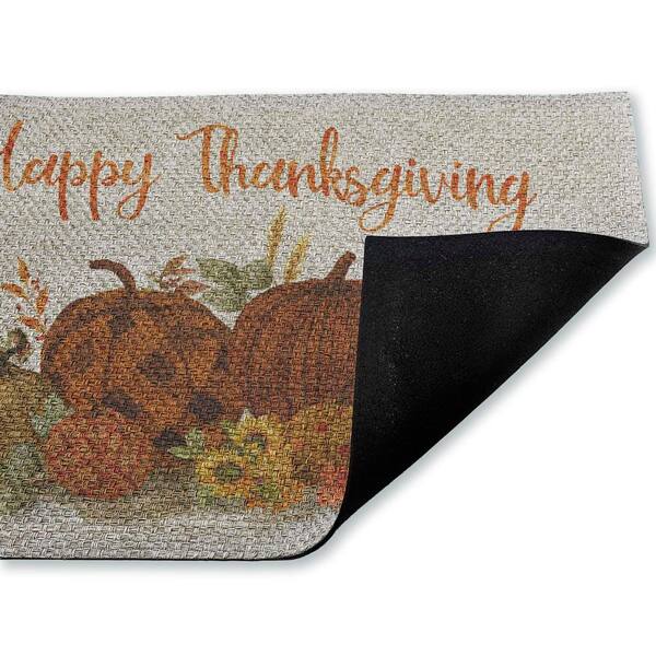 Happy Thanksgiving Entry Orange 18 in. x 30 in. Polyester Non-Slip Outdoor Door Mat