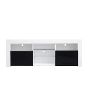 Viskeus lekkage halsband cadeninc 57 in. Modern White and Black TV Stand Matte Body High Gloss  Fronts with 16-Color LED Lights, Fits TV's up to 72 in. JS-LQW3-8910 - The  Home Depot