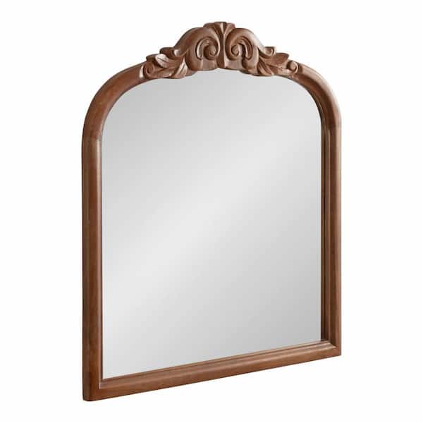 Arendahl Walnut Brown 28 in. W x 30 in. H Arch Wood Wall Mirror