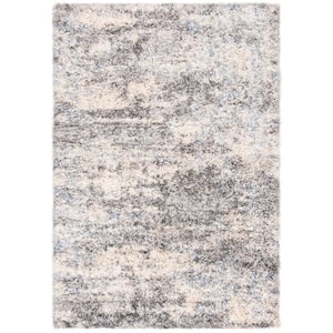 Berber Shag Gray/Cream 3 ft. x 5 ft. Distressed Solid Color Area Rug