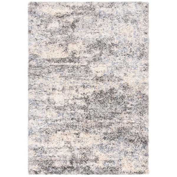 Berber Shag Gray/Cream Doormat 3 ft. x 5 ft. Distressed Solid Color Area Rug