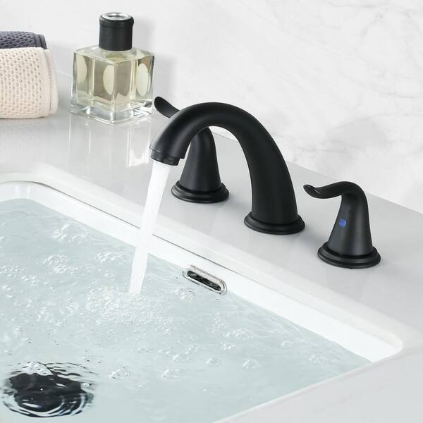 WOWOW 8 in. Widespread Double Handle Bathroom Faucet with Drain