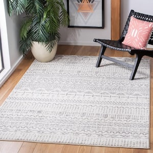Tulum Ivory/Gray 7 ft. x 9 ft. Tribal Striped Area Rug