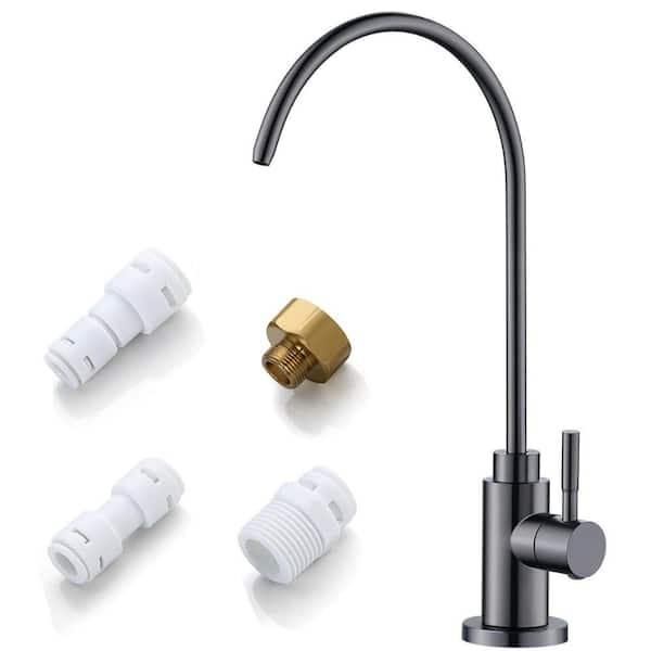 Lukvuzo Non-Air Gap Drinking Water Single Handle Beverage Faucet with Water Filtration System in Gray