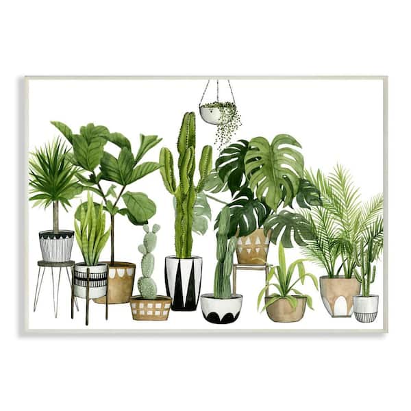 Stupell Industries 10 in. x 15 in. "Boho Plant Scene with Cacti and Succulents in Geometric Pots" by Artist Grace Popp Wood Wall Art