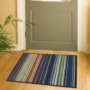 Ottohome Collection Non-Slip Rubberback Striped 2x3 Indoor Entryway Mat, 2 ft. 3 in. x 3 ft., Multicolor