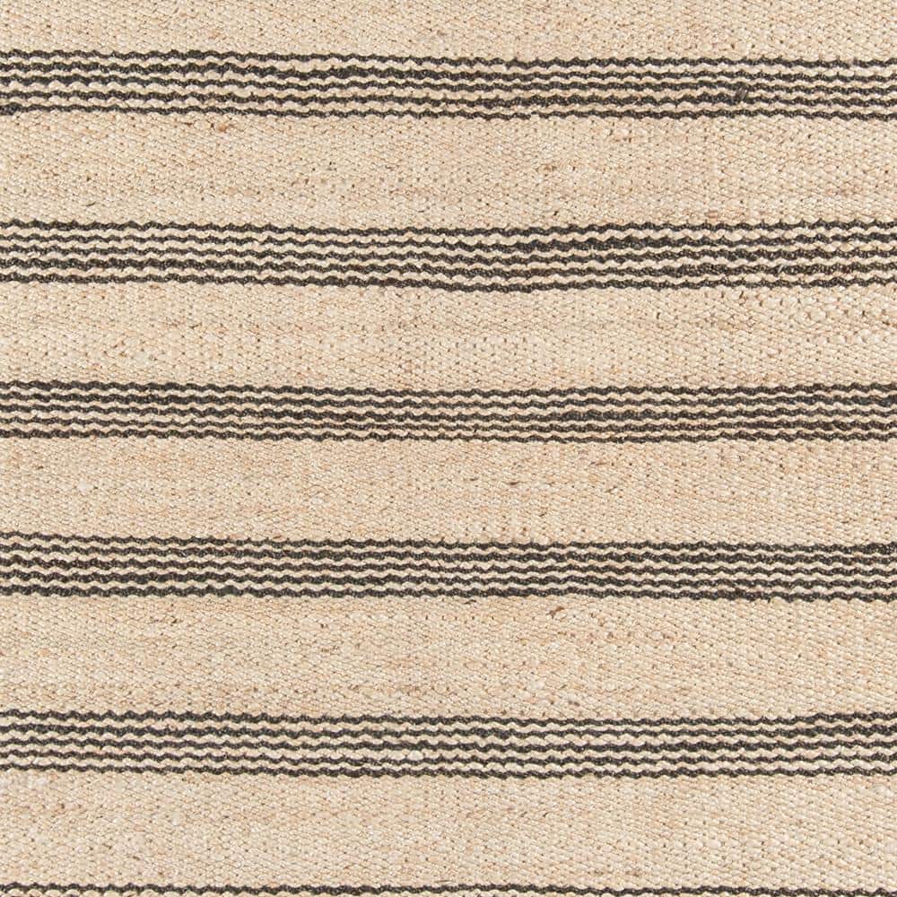 Charcoal Striped Handwoven Jute 5' x 7' Area Rug