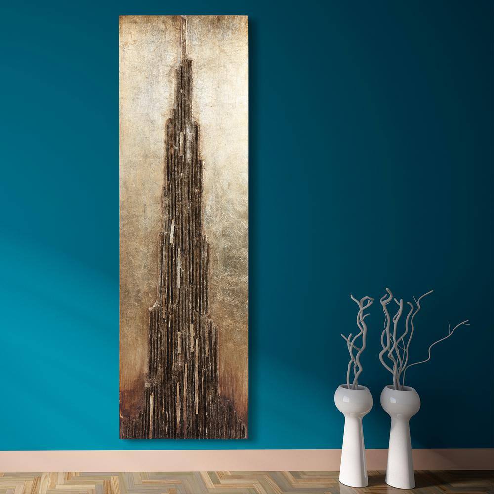 Stratified 72" x 22" Gold and Brown Mixed Media Wall Sculpture