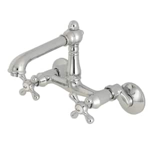 English Country 2-Handle Wall-Mount Standard Kitchen Faucet in Polished Chrome