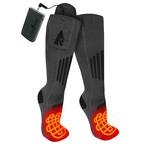 Women Size 10.5-12/Men Size 8.5-10 Grey Wool 3.7-Volt Rechargeable Heated Socks with Remote