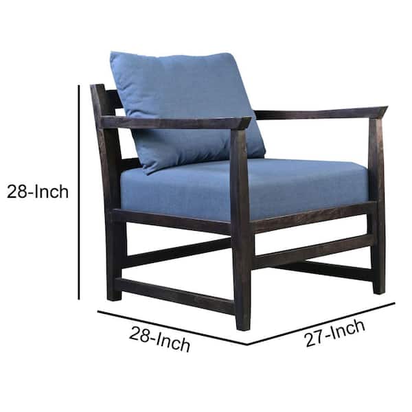 Malibu Accent Chair with Open Wood Frame, Navy Blue