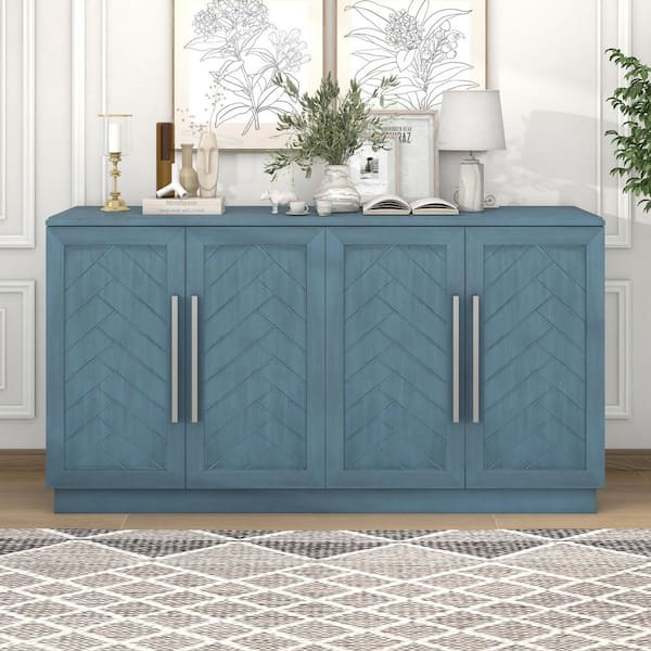 Boosicavelly Antique Blue and Solid Wood and MDF 60 in. Sideboard with Adjustable Shelves