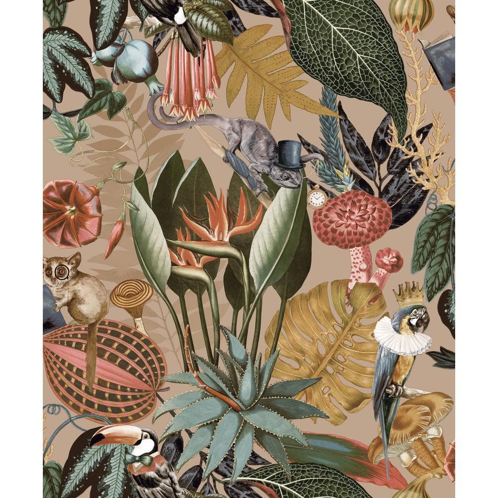 Gold and Green Tropical Soiree Textured Wallpaper Roll