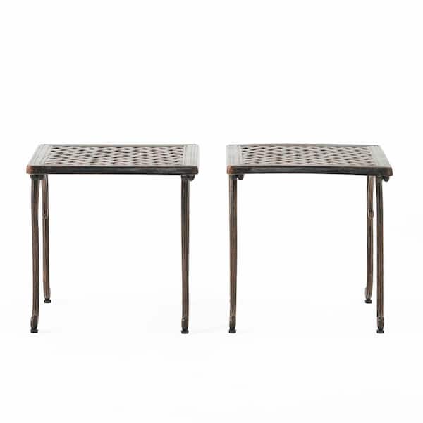Zeus & Ruta Antique Espresso Aluminum Outdoor Side Table
