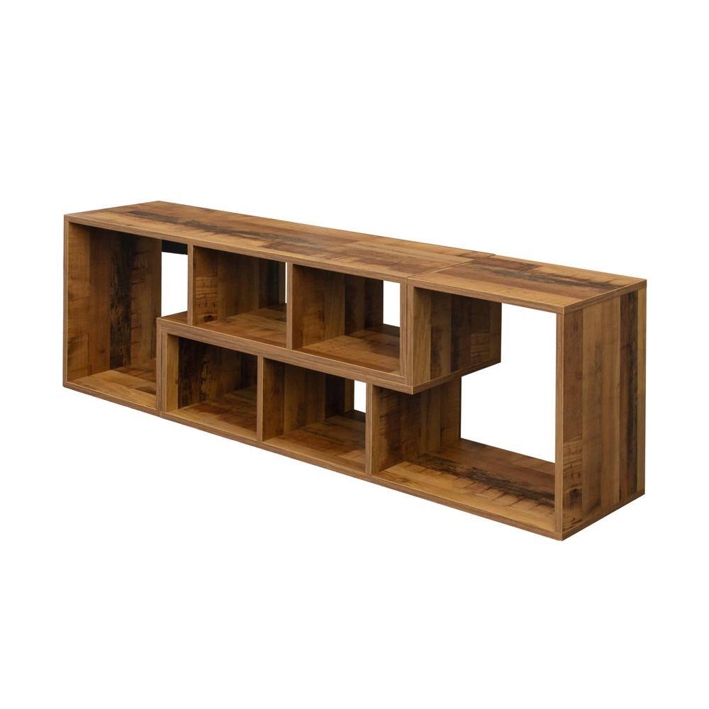 55 in. Copper Double L-Shaped TV Stand Display Shelf Bookcase for Home Furn