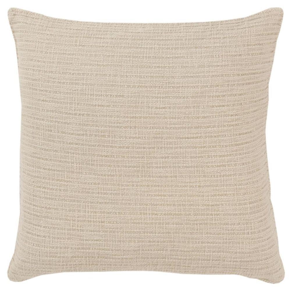 Natural Striped Cotton Square Throw Pillow 22" x 22"