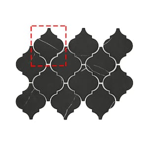 Nero Marquina Black Lantern Arabesque 6" x 6" Recycled Glass 3D Marble Looks Floor and Wall Mosaic Tile (0.25 sq.ft.)