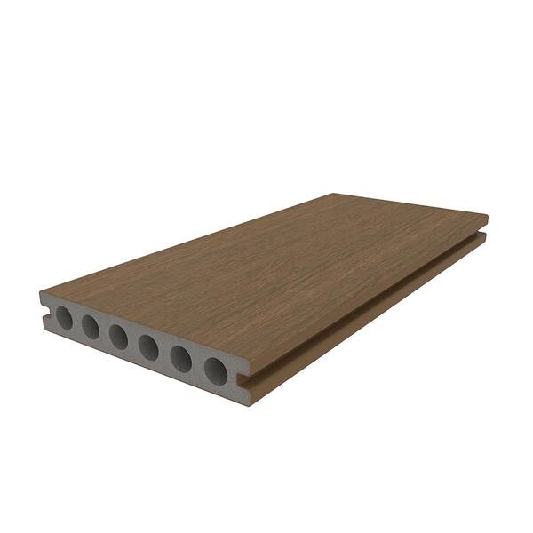 NewTechWood UltraShield Naturale Voyager Series 1 in. x 6 in. x 1 ft. Peruvian Teak Hollow Composite Decking Board Sample