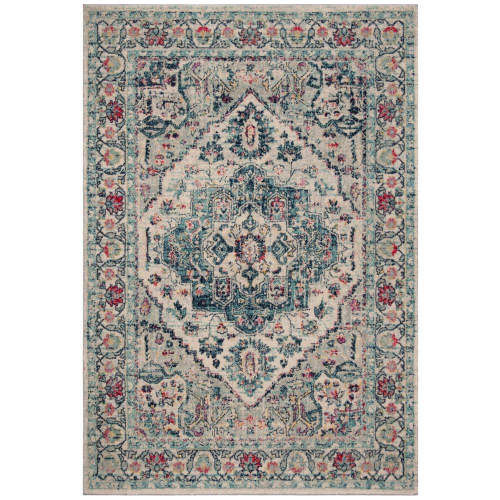Navy and Fuchsia Rectangular Reversible Synthetic Rug, 6' x 9'