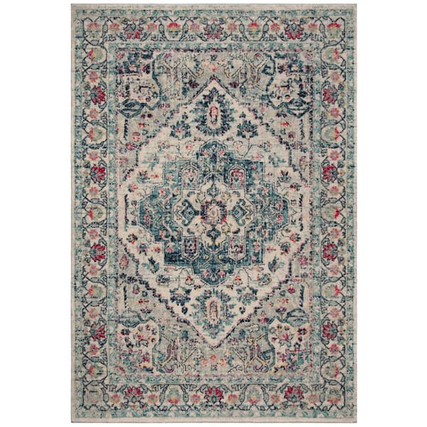 Madison Navy/Fuchsia 6 ft. x 9 ft. Border Area Rug