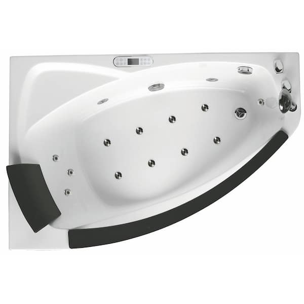59 in. Acrylic Right Drain Corner Apron Front Whirlpool Bathtub in White 59 in. Acrylic Right Drain Corner Apron Front Whirlpool Bathtub in White