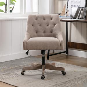 Brown Linen Fabric Upholstered Armless Office Chairs