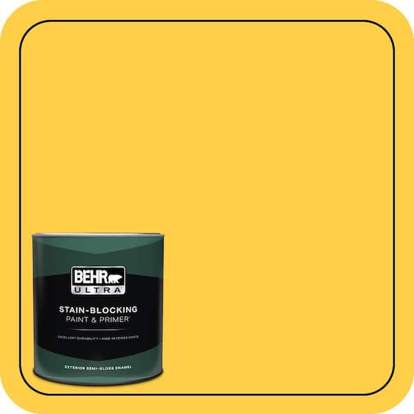 BEHR ULTRA 1 qt. #360B-6 Flame Yellow Semi-Gloss Enamel Exterior Paint & Primer