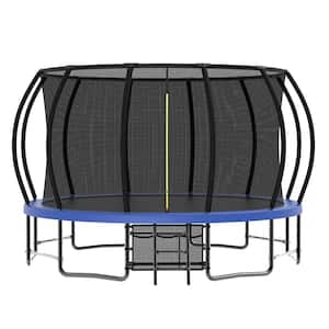 Blue 16 ft. Outdoor Trampoline for Kids and Adults with Enclosure Net