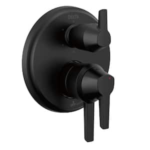 Galeon 2-Handle Wall Mount Diverter Trim Kit with 6-Setting Integrated in Matte Black (Valve not Included)