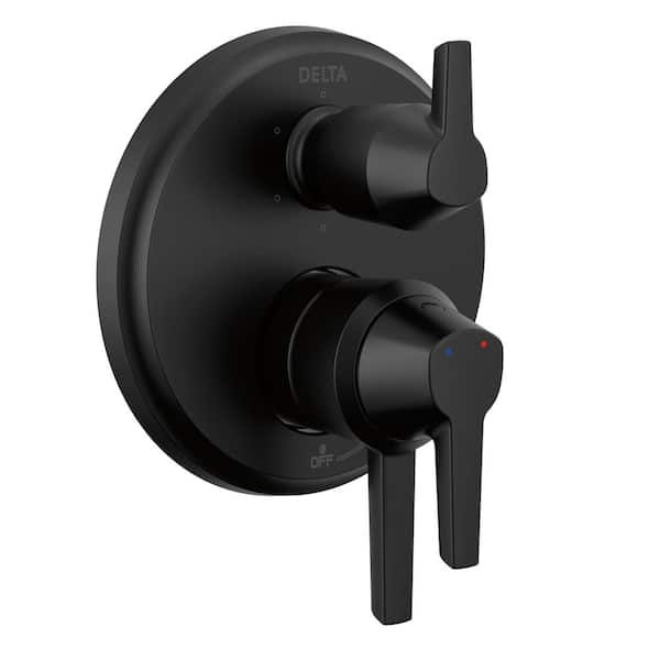 Delta Galeon 2-Handle Wall Mount Diverter Trim Kit with 6-Setting Integrated in Matte Black (Valve not Included)
