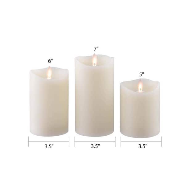Ivory Flameless Candle Pillar - Scallop Top Vanilla Scented - 3.5” Width