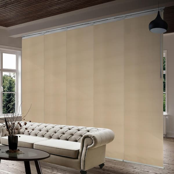 EMOH Ivoreen Adjustable Sliding Single Rail Track with 23.5 in. Slates, Extendable 58 in. to 110 in. W x 94 in. L
