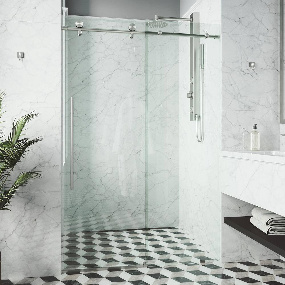 Elan E-Class Frameless Sliding Shower Door with Clear Glass