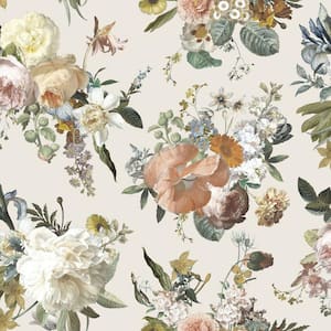 White Antonia Vintage Bouquet Wallpaper Sample