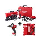 M18 18-Volt Lithium-Ion Cordless 1/2 in. to 4 in. Force Logic 6 Ton Knockout Tool Kit w/ Hammer Drill and Step Bits Set