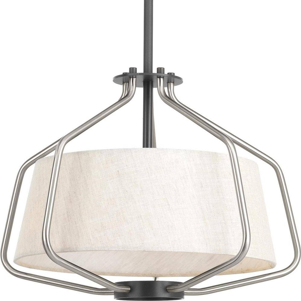 Brushed Nickel Farmhouse Drum Semi-Flush Convertible Light