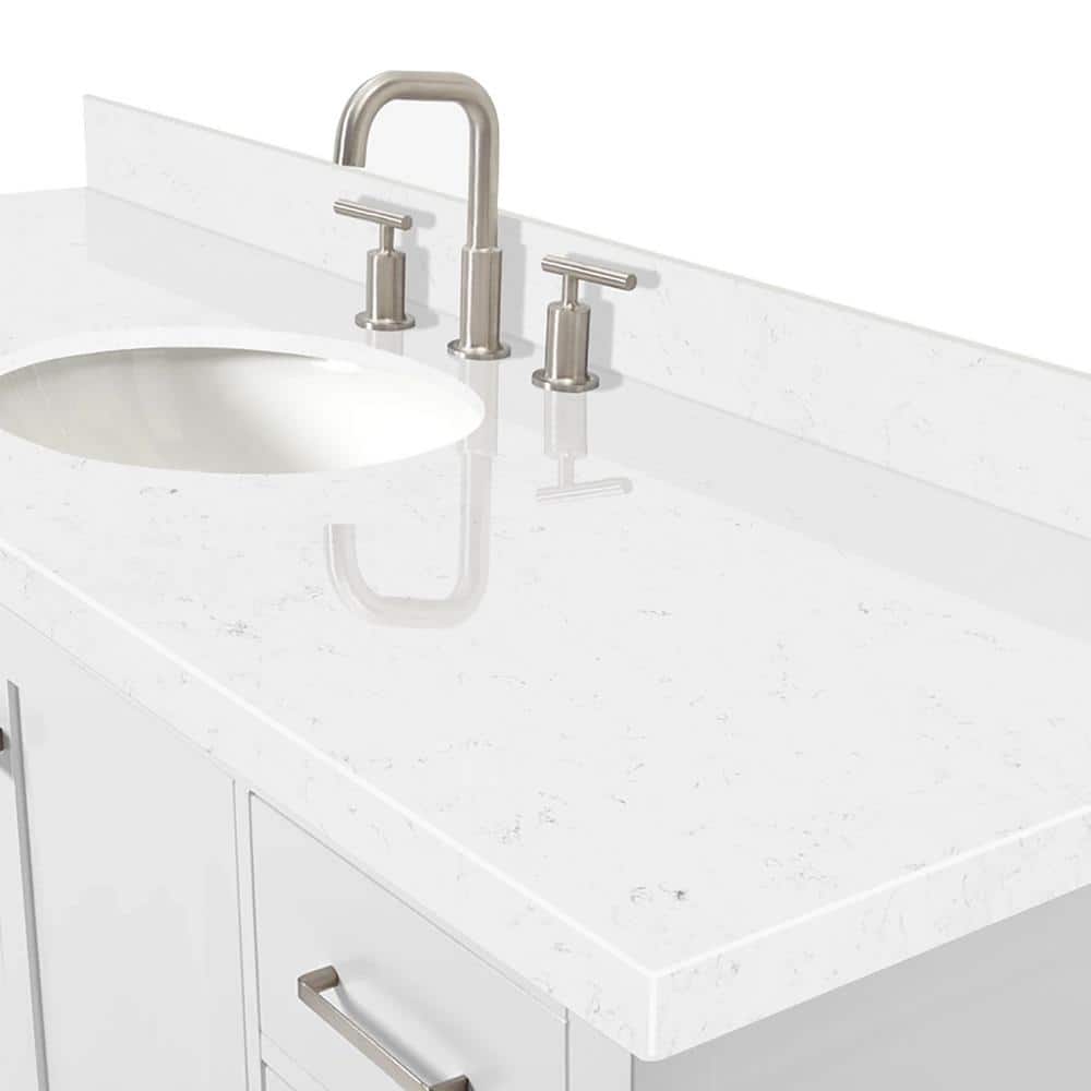 Cambridge 60" White Hardwood Freestanding Single Vanity Set