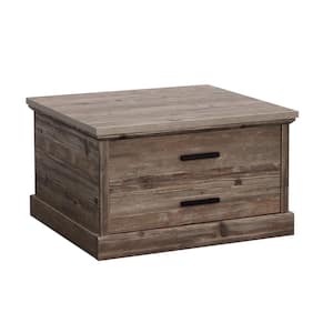 Aspen Post 32.205 in. Pebble Pine Square Composite Coffee Table with Drawers