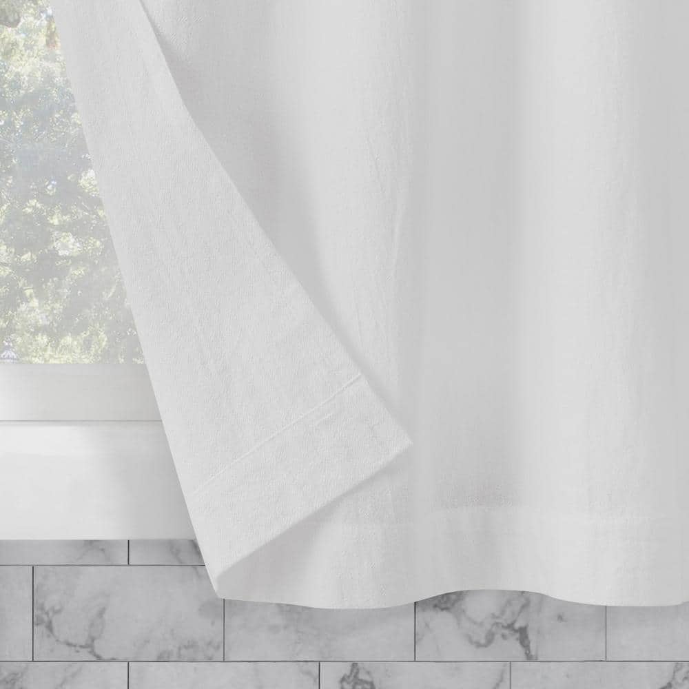 White Cotton Sheer Twist Tab Cafe Curtain Pair