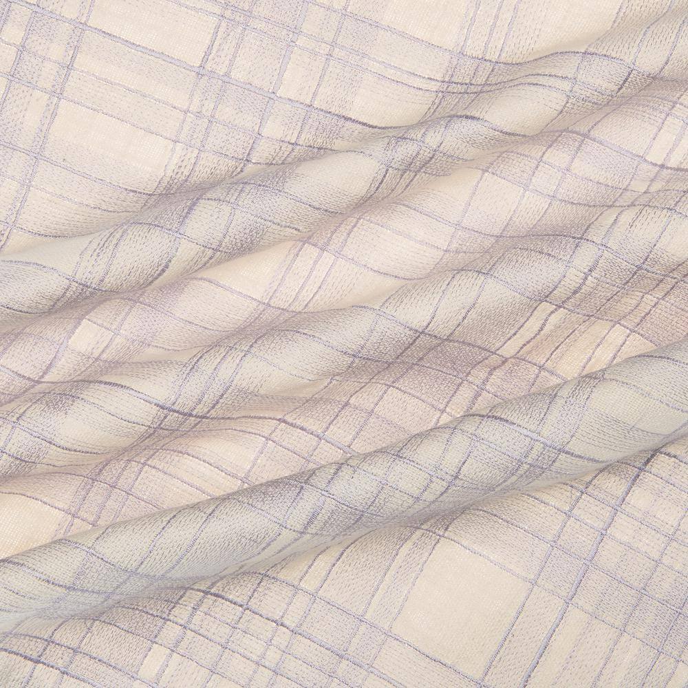 Ivory and Lilac Hand-Woven Cotton Blend Throw Pillow