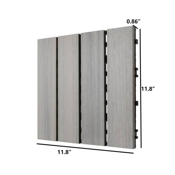 Tunearary 11.8 in. x 11.8 in. Outdoor Patio Light Gray Wood