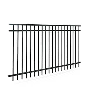 4 ft. x 8 ft. Heavy Duty Spaced Bar Flat Top Metal Fence Panel, Anti-Rust Decorative Garden Fence Panel (Single Panel)