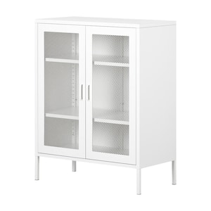Crea Metal Mesh 2-Door Accent Cabinet, Pure White